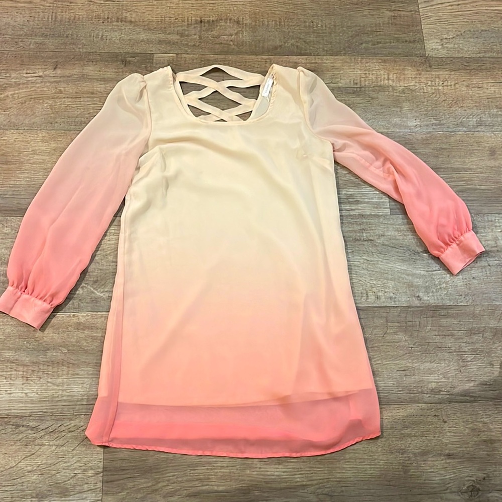 Peachy Ombré shift chiffon dress